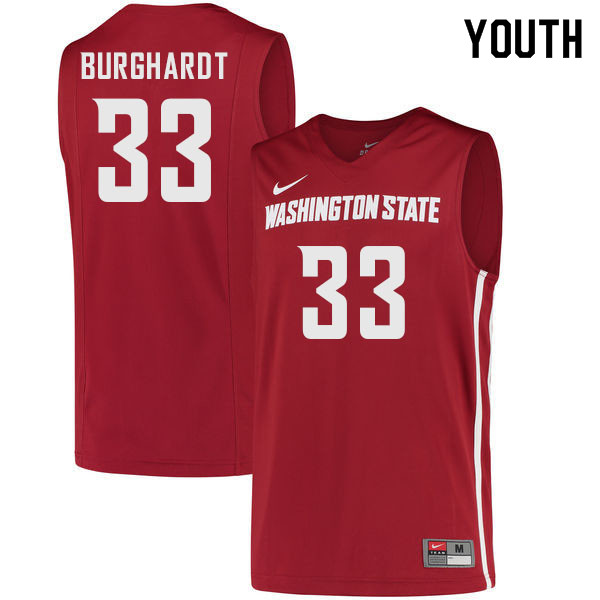 Youth #33 Will Burghardt Washington State Cougars College Basketball Jerseys Sale-Crimson